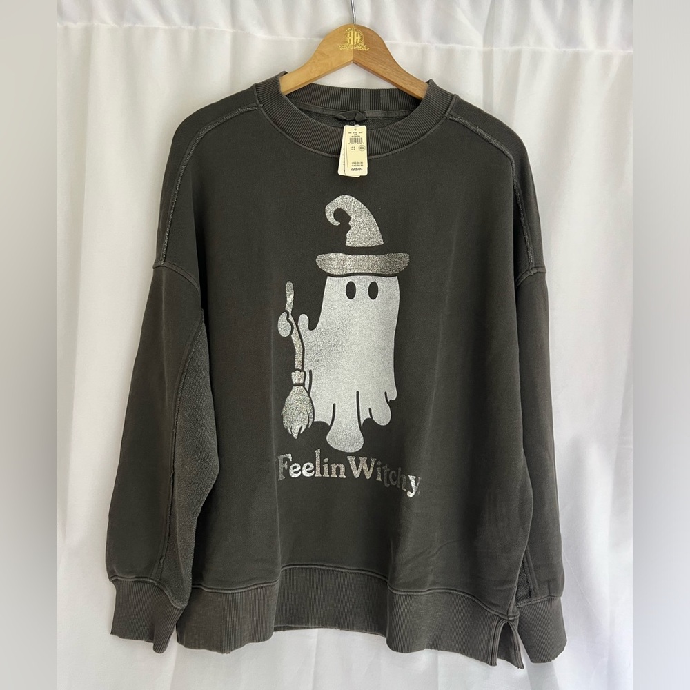 Aerie Halloween Big Chill Crew Sweatshirt Feelin Witchy XS